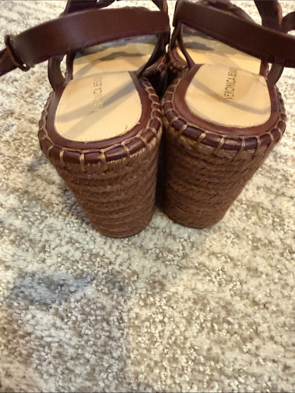 Veronica Beard Dark Brown Woven Leather Wedge Sandals- sz 8